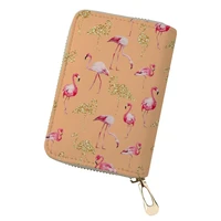 haoyun women business pu card holder flamingos printing pattern girls money purses bags fashion cluth travel card wallets