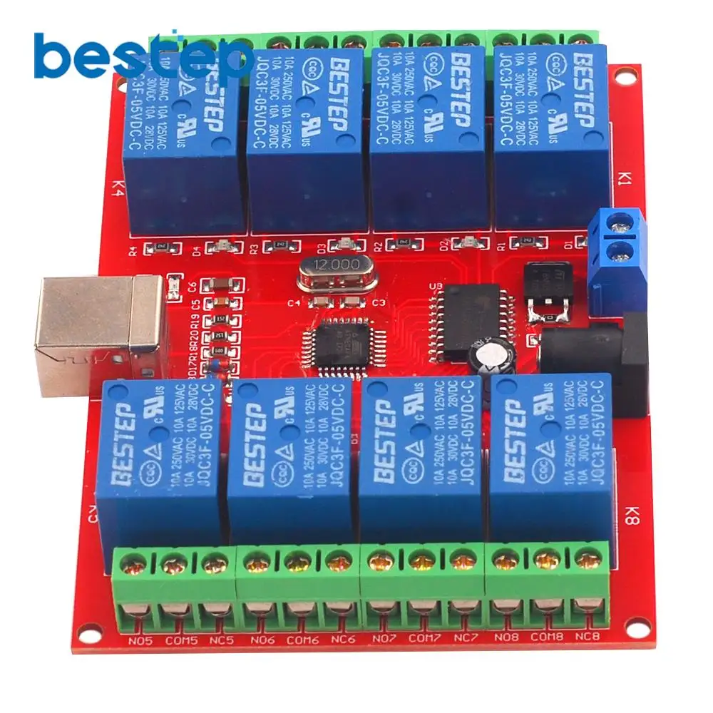 5V 12V 24V 8 Channel Programmable Relay Module USB Computer Control For Smart Home | Электронные компоненты и