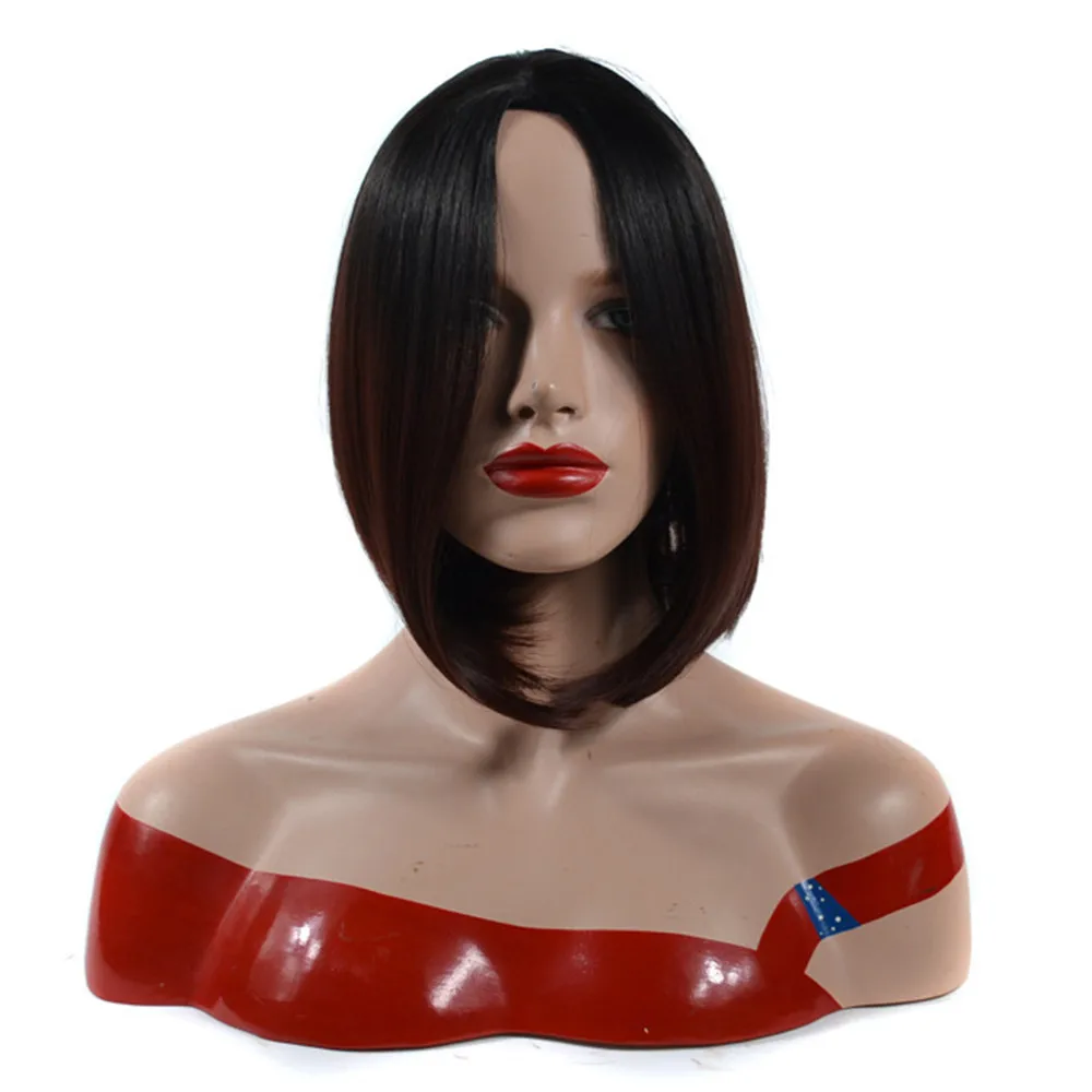 LIHUI черный коричневый Боб парик короткие прямые волосы без челки Высокое