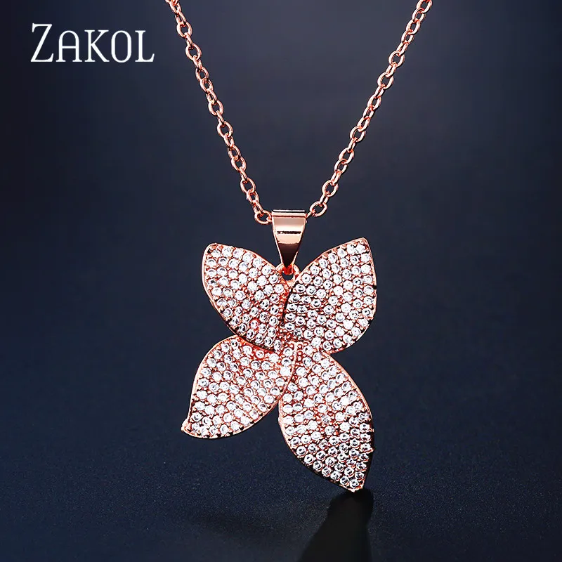 ZAKOL Роскошные AAA кубический циркон микро проложить ожерелья подвески в форме
