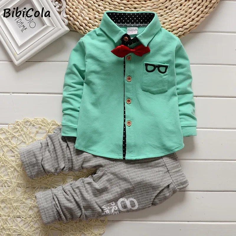 BibiCola autumn baby boys clothing set gentleman outfits infant tracksuit 3pcs plaid t-shirt+pants+vest sets bebe sport suit |