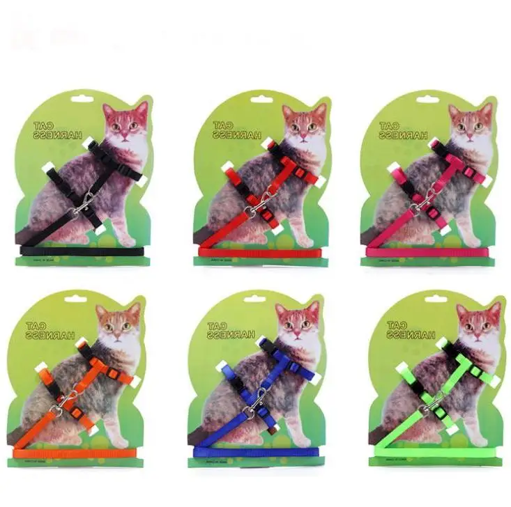 

500pcs Practical Cat Harness and Leash for Animals Adjustable Pet Traction Harness Belt Cat Kitten Halter Collar Who Wholesale