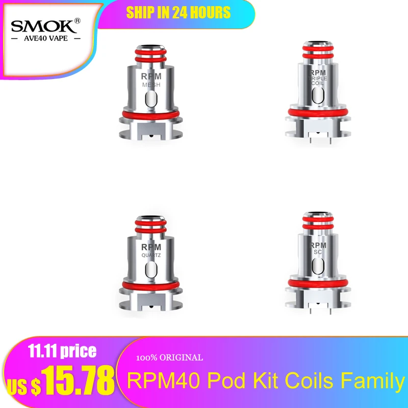 5 шт./компл. электронных сигарет Smok RPM40 сетка катушки 0.4ohm тройной 0.6ohm SC 1.0ohm