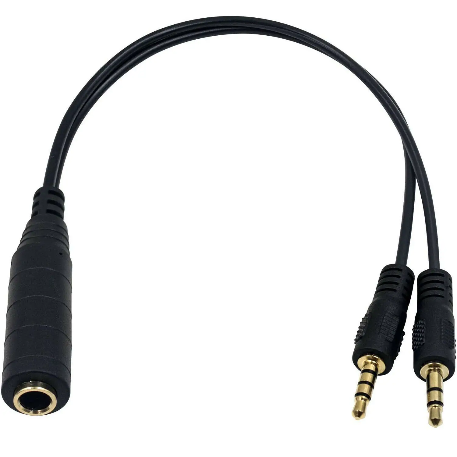 

25CM 6.35mm Female Jack to 2 3.5mm Female Plug Mono Audio Y Splitter Cable Adapter