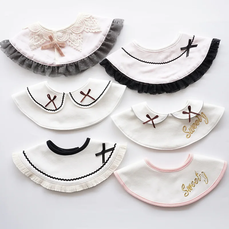 

Newborn Cotton Tassel Bib Infant Cute Small Fresh Waterproof Saliva Towel 360 Round Rotatable Baby Hundred Days Fake Collar 0-2