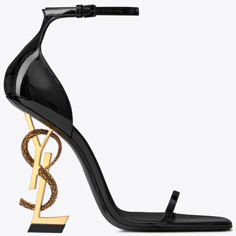 Женские глянцевые туфли на каблуке из лакированной кожи с надписью размеры 34-43