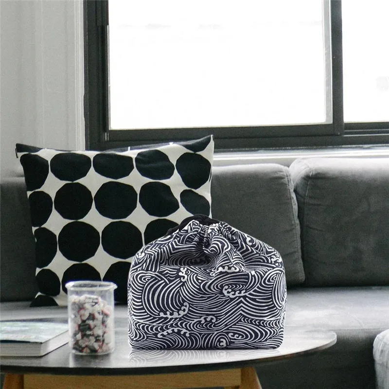 

Lunch Box Bag Drawstring Lunch Bag Bento Tote Pouch Portable Children Storage Box Travel Tableware Japanese Style Storage Bag