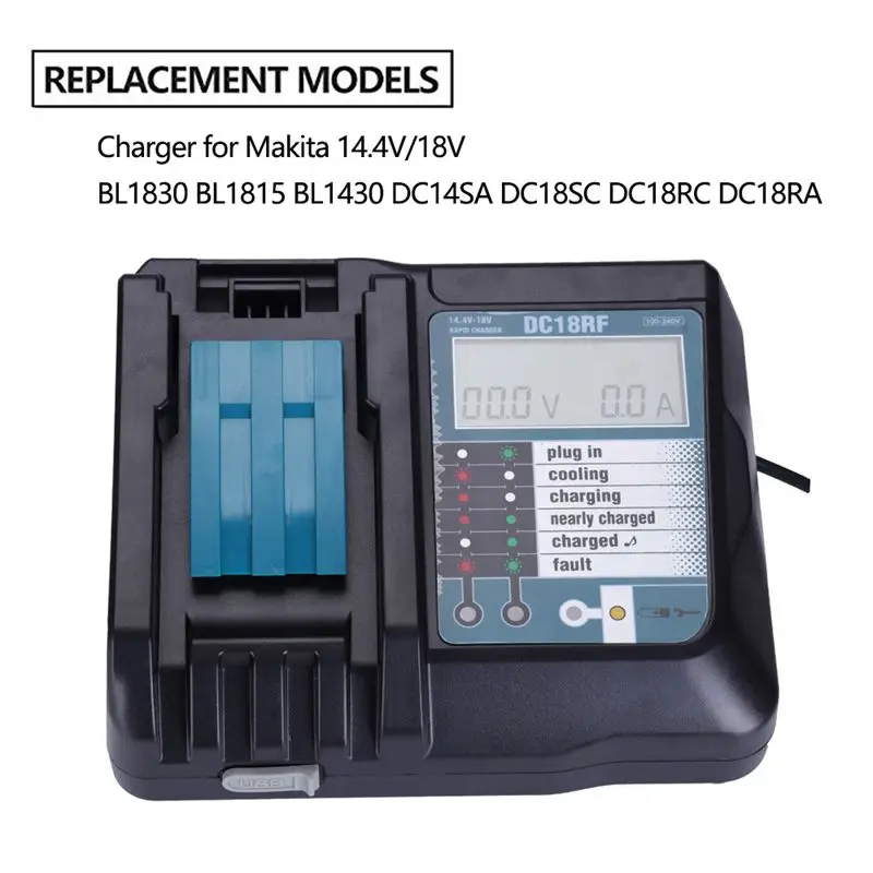 14.4V 18V Li-Ion Battery Charger Voltage Current Lcd Digital Display For Makita Dc18Rf Bl1830 Bl1815 Bl1430 Dc14Sa Dc18Sc Dc18Rc |