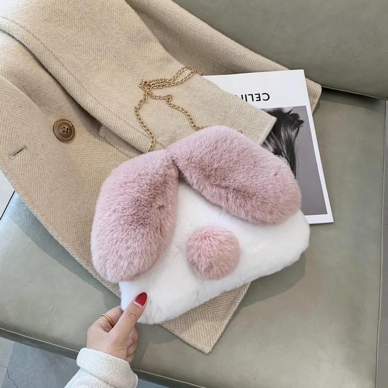 

ugly sprout of new fund of 2020 autumn winters is lovely rabbit plush velvet bag web celebrity single shoulder bag