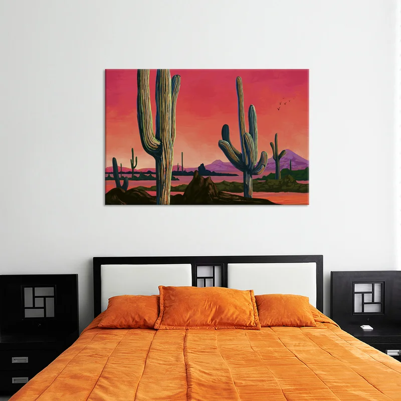 Пейзаж холст живопись большие сагуарос в пустыне настенный художественный