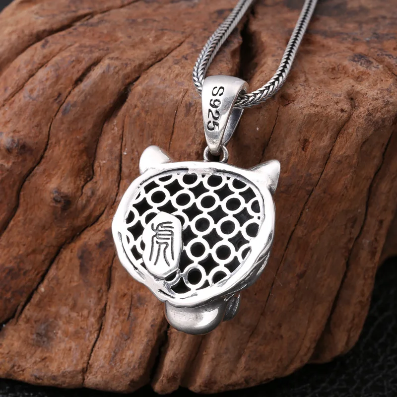 

s925 Sterling Silver Fashion Jewelry Thai Silver Personality Domineering Hollow Tiger Head Retro Men and Women Pendant