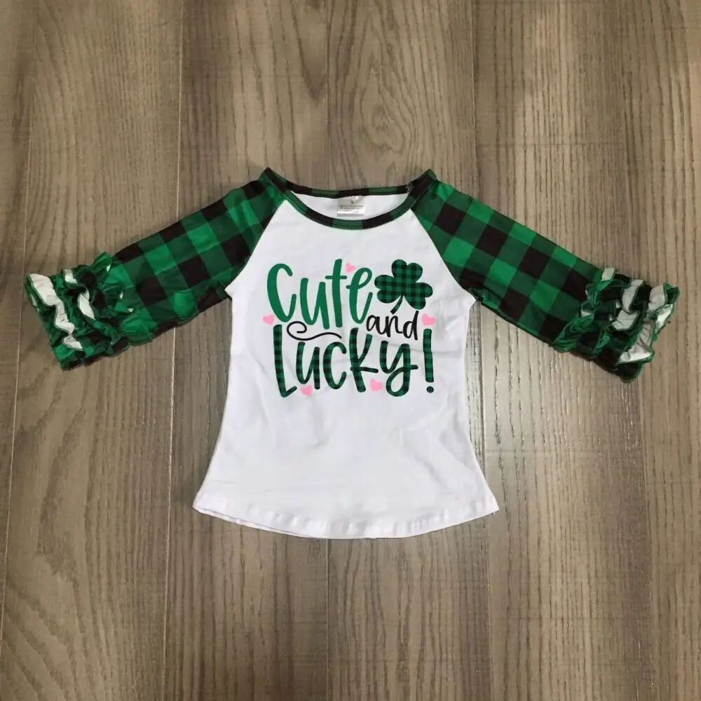 Одежда для маленьких девочек Футболка с принтом День Святого Патрика клевера
