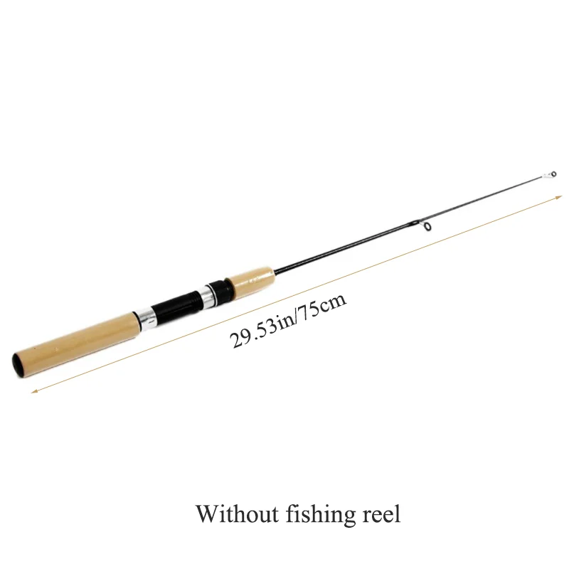 75cm fishing rod Зимние металлические Рыболовные катушки, удочки для подледной рыбалки, Мини Удочка, упругие Углеродные приманки, Удочка, противоскользящая деревянная цветная ручка, 1 шт - Цвет: 75cm fishing rod