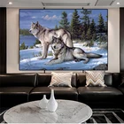 Художественная Картина маслом животное волк Холст Живопись Печать плакаты и принты семейная гостиная Настенная картина