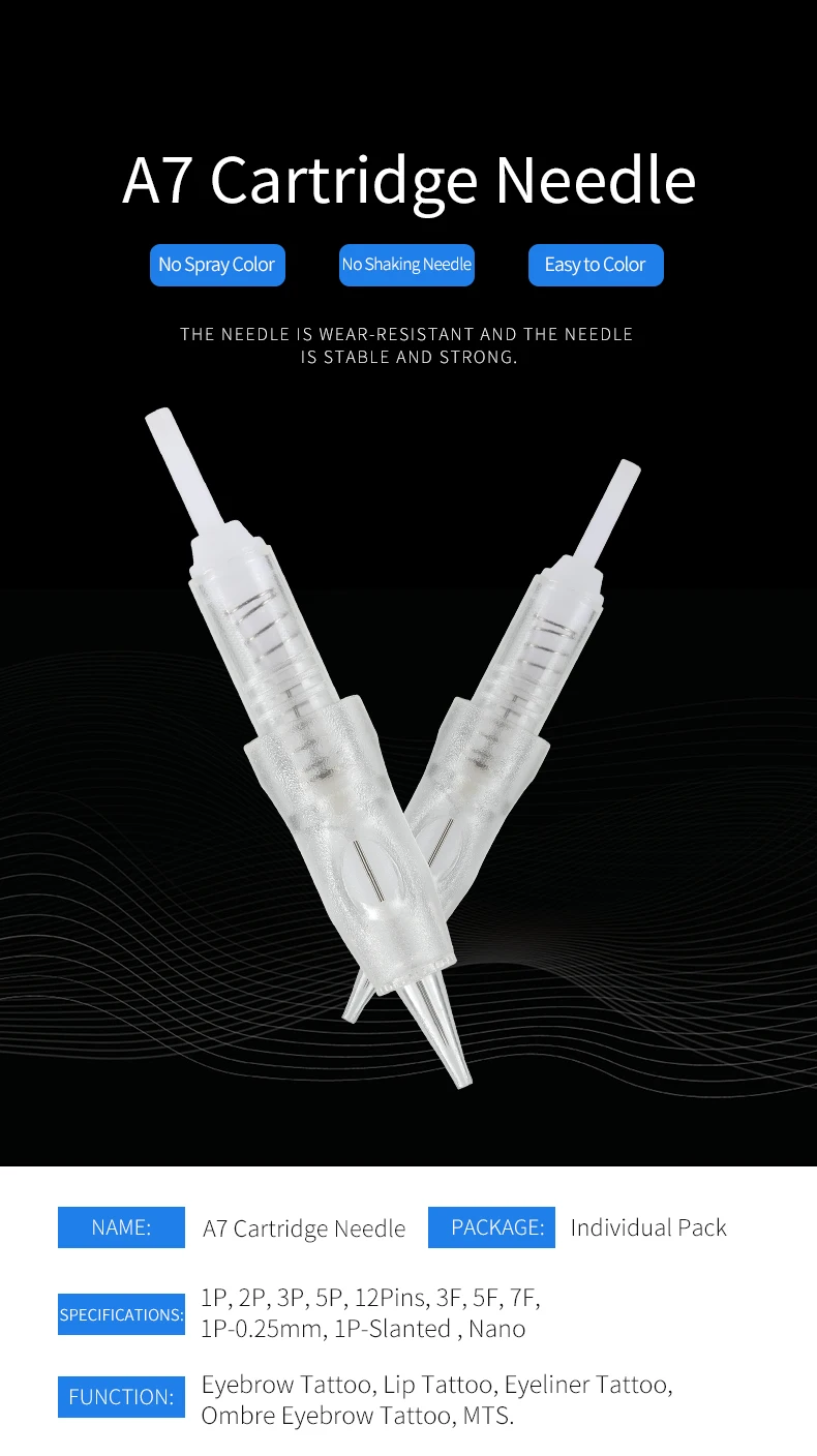 Игла с картриджем 7F для татуажа бровей JiDragon машинка перманентного макияжа губ