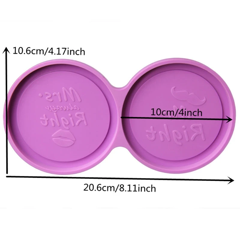 

Silicone Diy Homemade Mold Mr. Mrs Right Round Lover Coaster Creative Silicone Mold Crystal Coaster Mold for Diy Craft