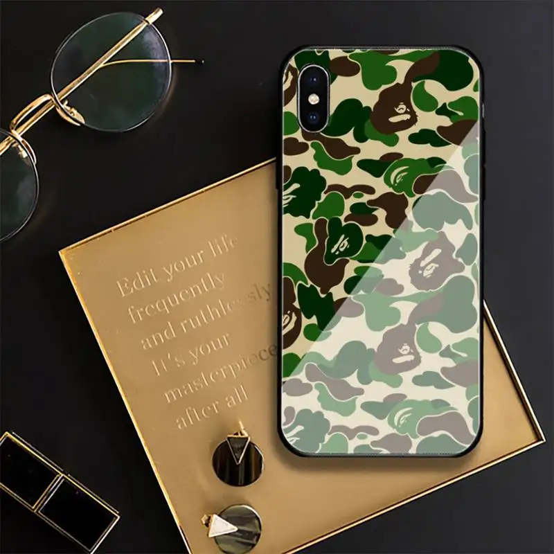 

Ape-man Camouflage Phone Case For IPhone 12 Mini 11 Pro XS Max X XR 6 7 8 Plus SE2020 Tempered Glass Cove Fundas