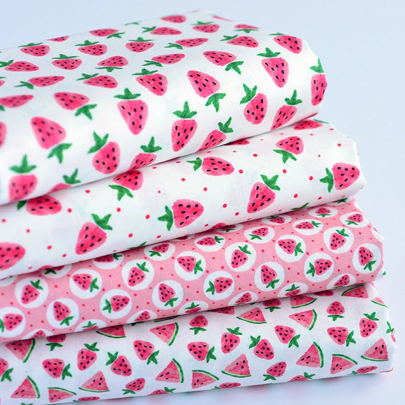Принты из хлопчатобумажной ткани с изображением розовых фруктов арбуза клубники