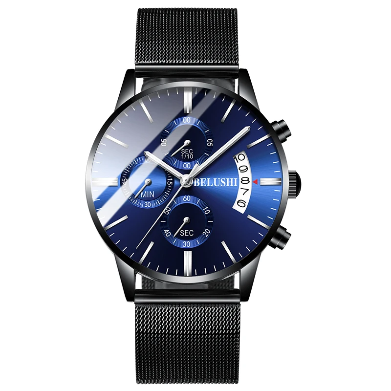 Мужские наручные часы BELUSHI новые роскошные спортивные кварцевые с хронографом и