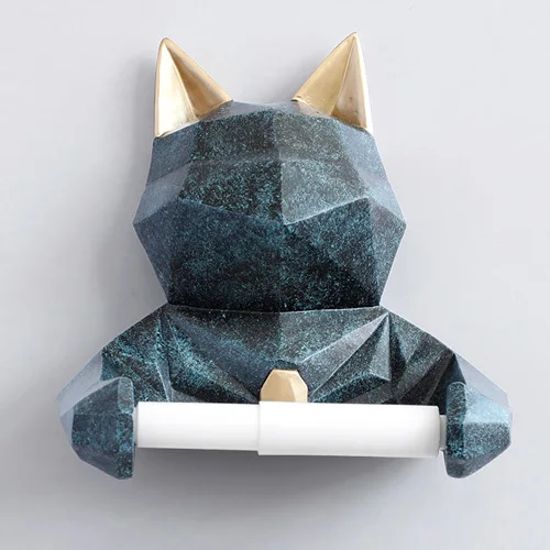 Texture Blue Cat Скандинавский череп животное скульптура подвеска тканевая поддержка для ванной стены украшение дома пленка коробка поддержка настенная бумага держатель для полотенец - Цвет: Texture Blue Cat