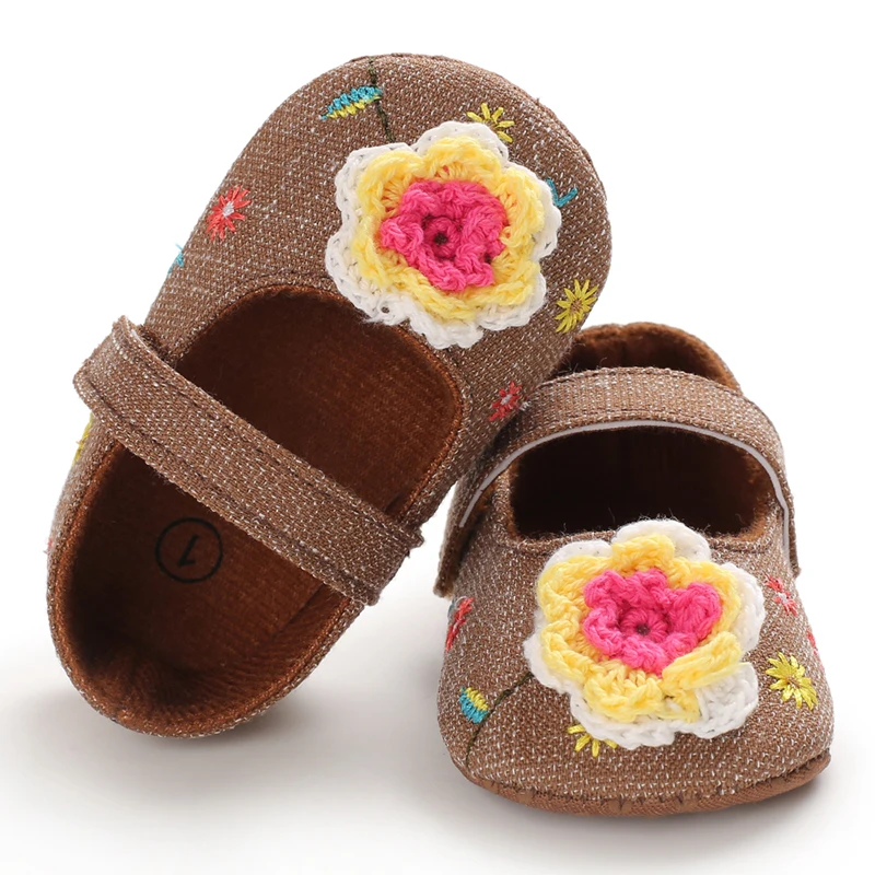 

0-18M Floral Baby First Walker Infant Girls Crib Shoes Toddler Girls Soft Prewalker Baby Princess Shoes