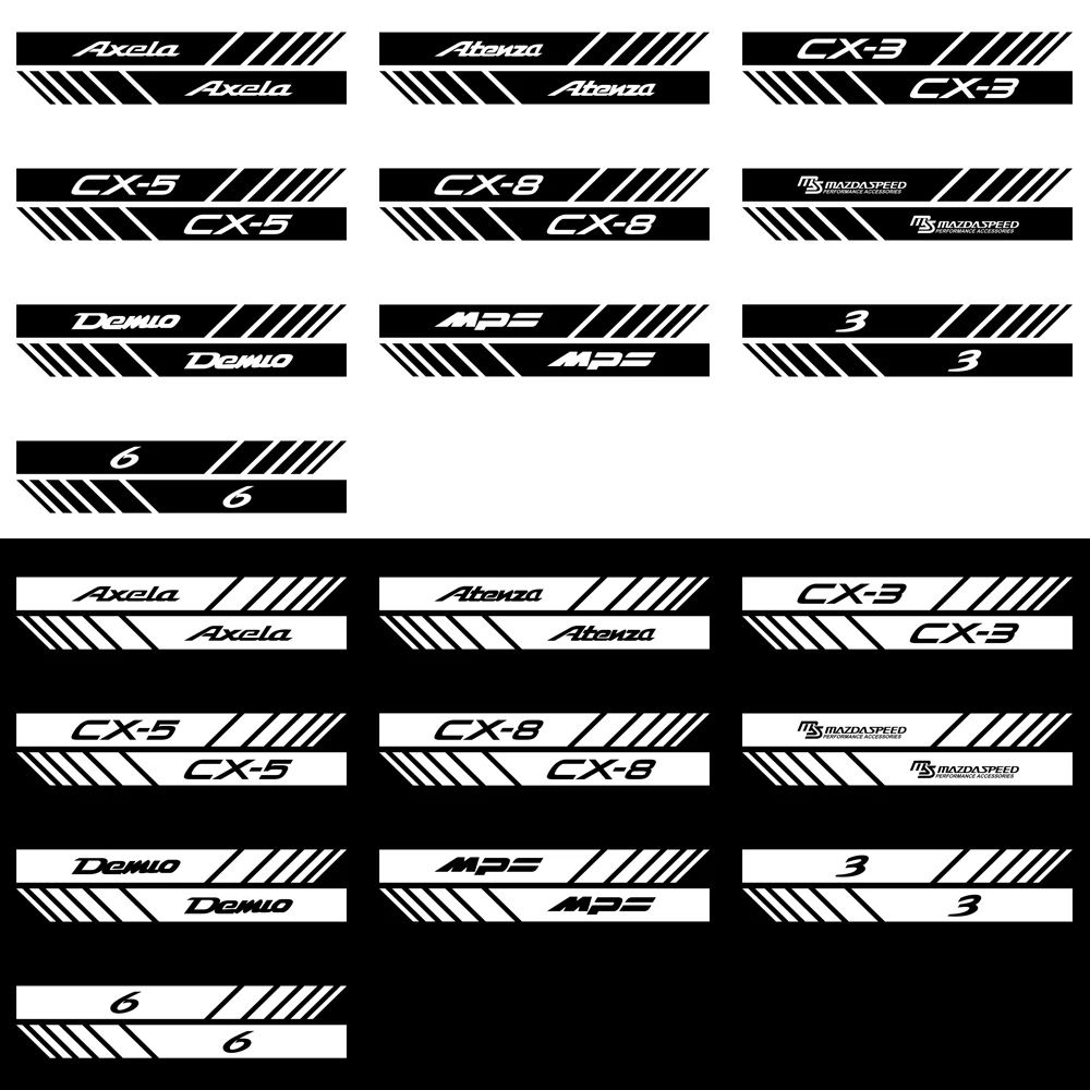 2x Car Exterior Stripe Decal Rearview Mirror Decorative Stickers for Mazda 3 6 Axela Atenza CX-3 CX-5 CX-8 MAZDA SPEED Demio MPS - купить по