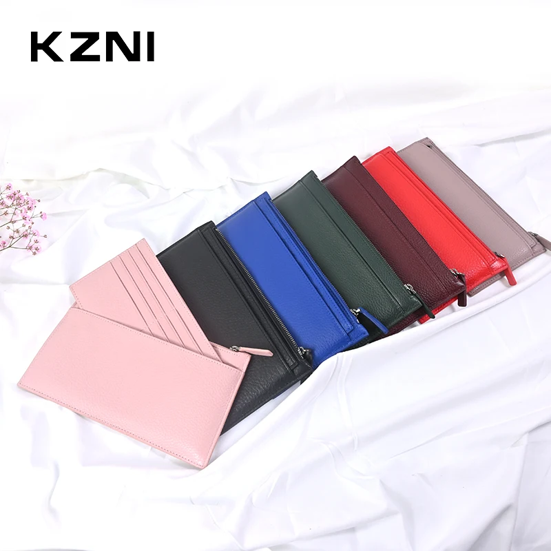 KZNI Long Large Genuine Leather Phone Wallet Female Coin Purse Womens Wallets and Purses Women Card Holder Portomonee2169 | Багаж и сумки
