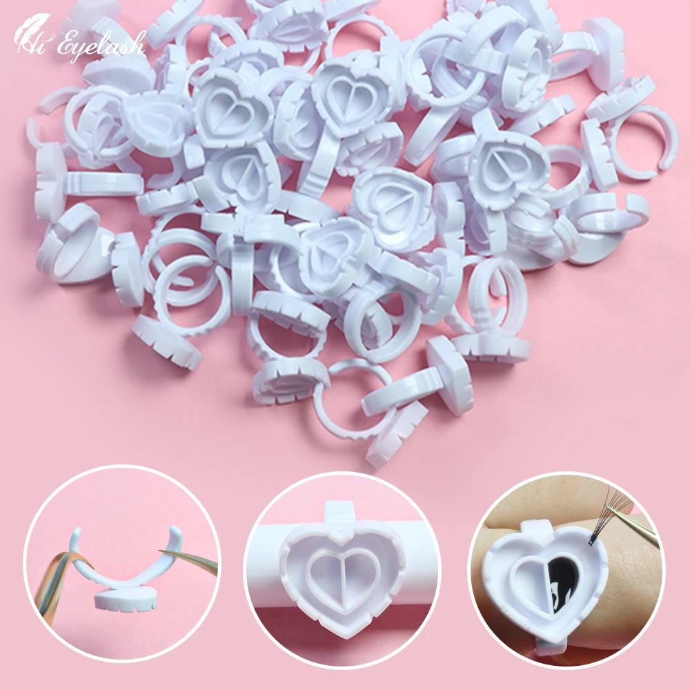 300 шт. новое сердце Форма Клей Кольца одноразовые наращивания ресниц палец