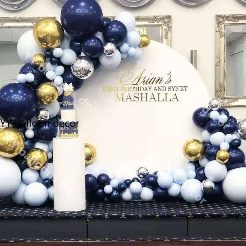 140 шт. темно синий воздушный шар Macaron Arch 1 серебристый золотой для малышей на й день