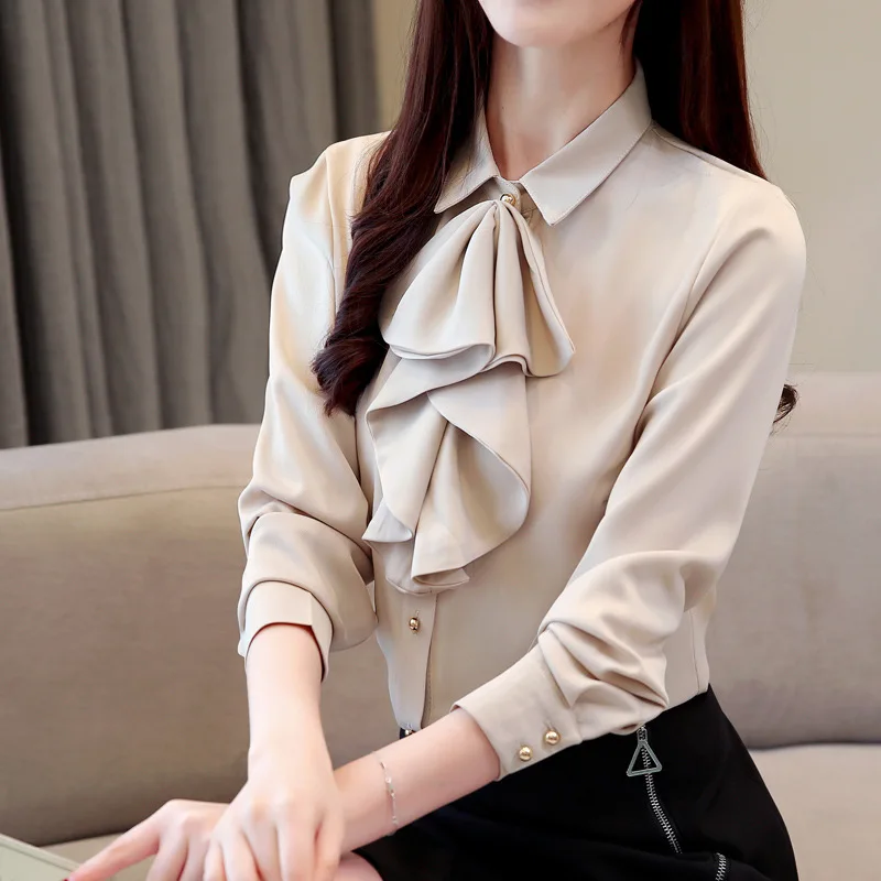 

2021 New Spring Ladies Vintage Blouses Plus Size Womens Formal Tops and Blouses Women Chiffon Office Shirts Long Sleeve Blusas