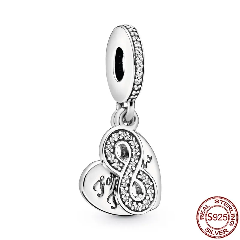 

100% 925 Sterling Silver Mom Love infinity Heart Dreamcatcher Charms Beads fit Original Pandora Bracelet Necklace Silver Jewelry