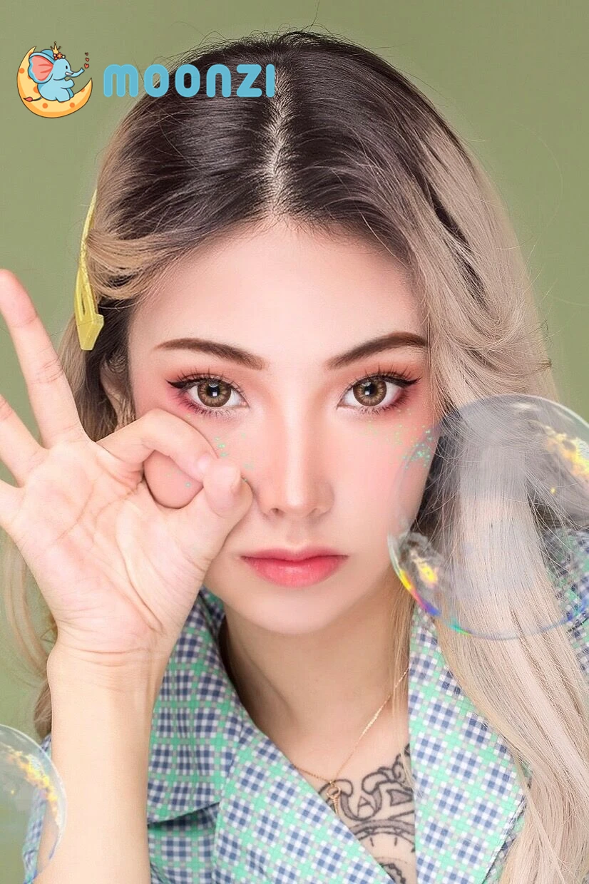 MOONZI черный козьей шерсти темно коричневого цвета натуральные контактные линзы