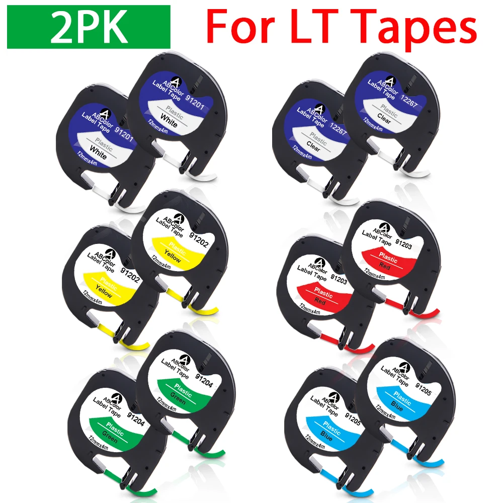 2PK 91201 91221 91331 совместимый для Dymo LetraTag 12267 91202 91203 91204 91205 этикетка кассета LT100H