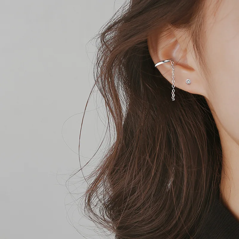 

DIYI New 1pcs Korean Fashion Clip On Earring Ear Cuff No Pierced Ear Clip Chain Earrings For Women Earcuff Brincos Party Jewelry