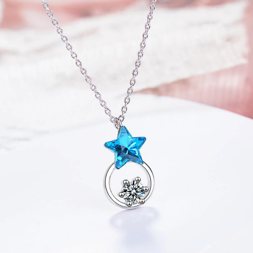 Новый серебряный цвет синий кристалл Звездная пентаграмма снег счастливое