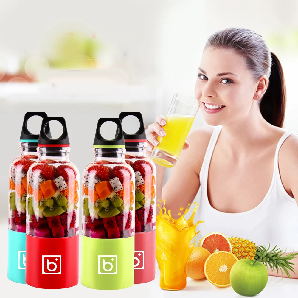 500 мл 4 лезвия портативная чашка USB перезаряжаемая бутылка для фруктового сока