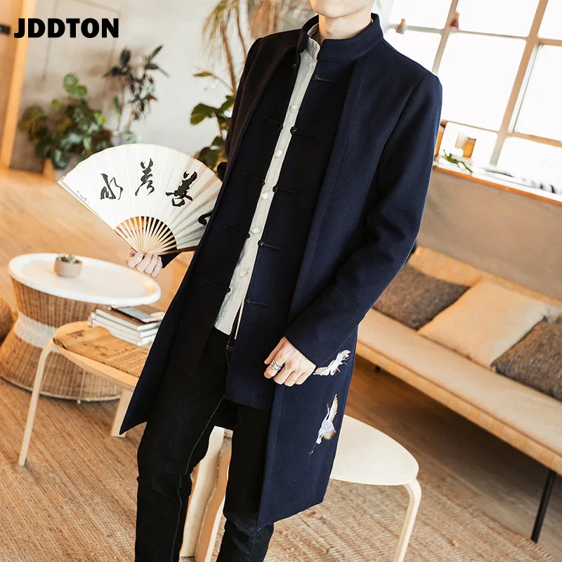 JDDTON Мужское пальто верхняя одежда вышивка Традиционная японская термальная