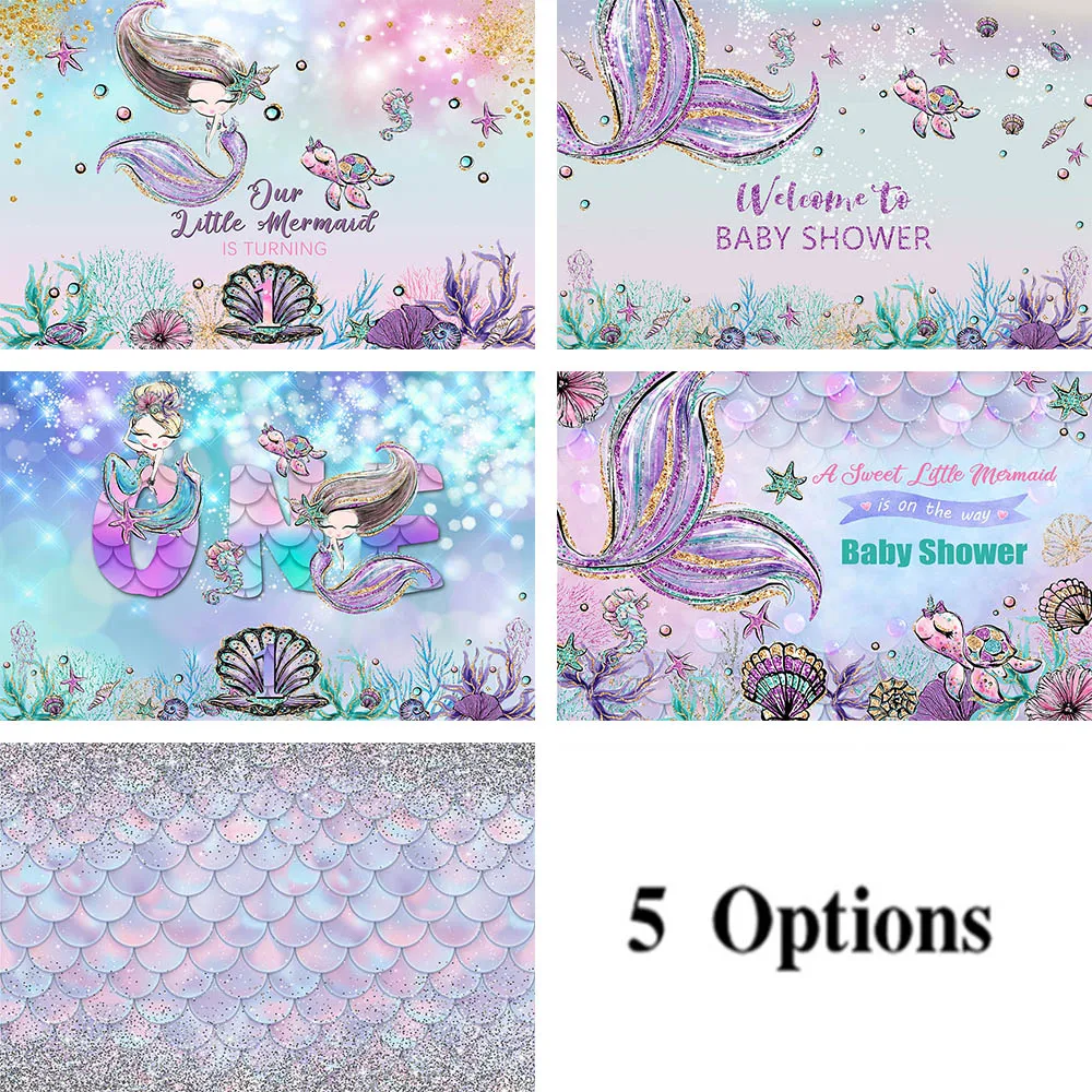 

Avezano Girl Princess Mermaid Newborn Undersea Baby Shower Birthday Decoration Banner Backdrop Photo Background Custom Studio