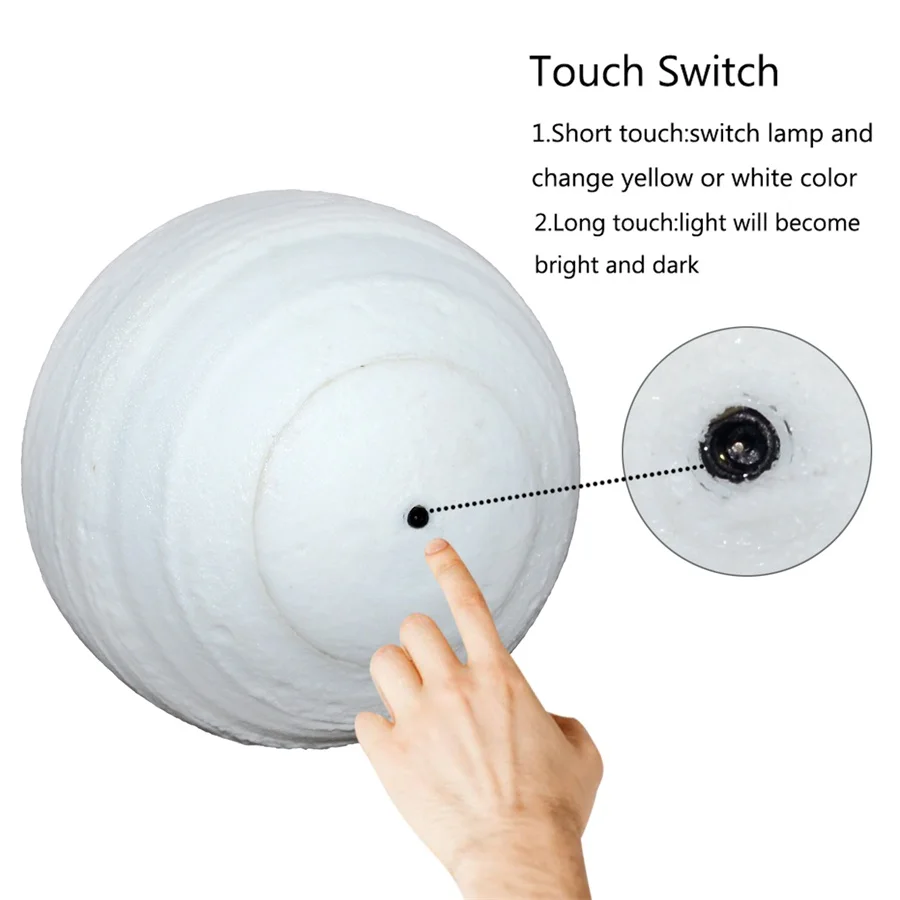 Перезаряжаемая лампа с 3D принтом изображением Юпитера ночник лунный свет