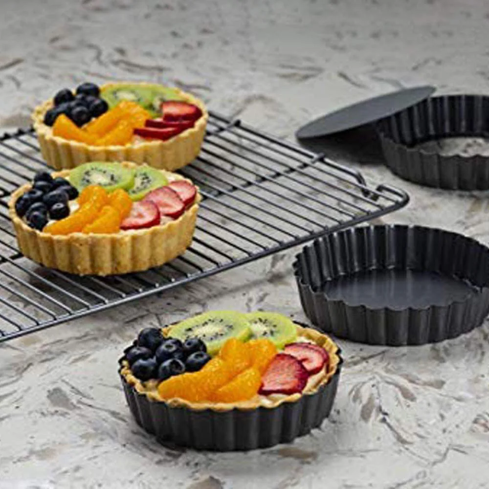 1/2/3PCS 10CM Mini Baking Pan Removable Bottom Tart Pans Nonstick Round Tartlet Mold Quiche Pie Mould Pastry Bakery Accessories | Дом и сад