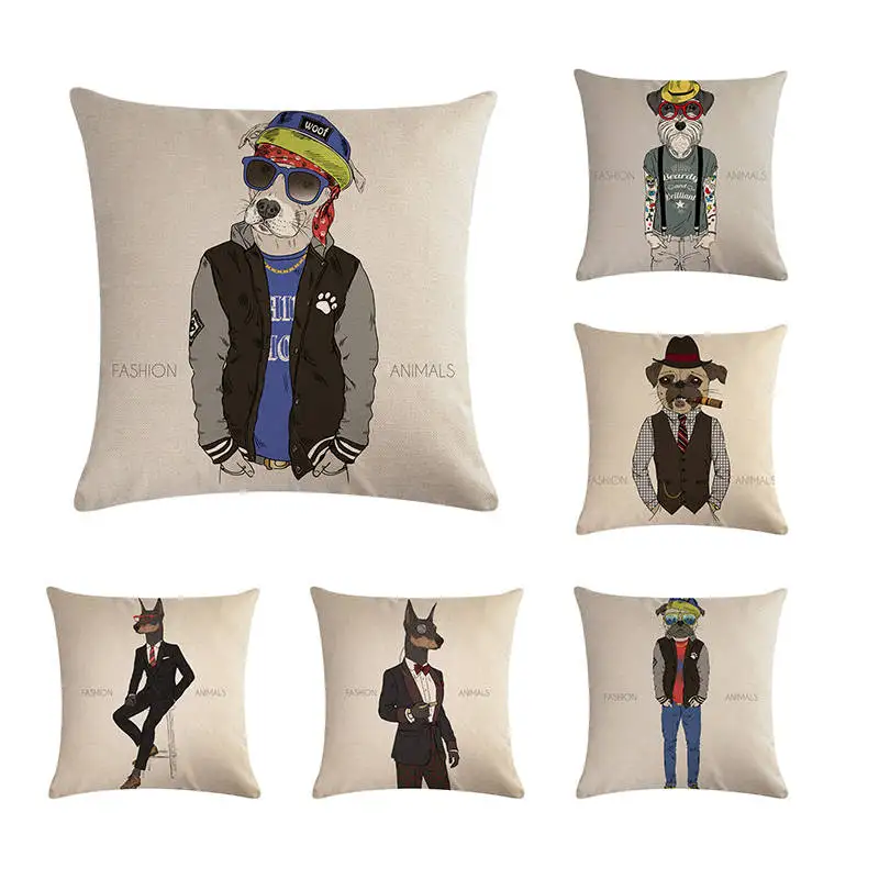 Винтажная наволочка с изображением собаки Бигль 45x45 см хлопковая льняная