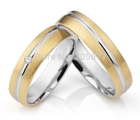 bicolor handmade titanium wedding bands engagement lovers rings pair gold plating for couples