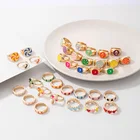 Модное корейское кольцо Y2K для девочек-подростков, женское разноцветное милое эмалированное кольцо в форме капли, подходящее кольцо, Двухслойное ювелирное изделие в форме сердца