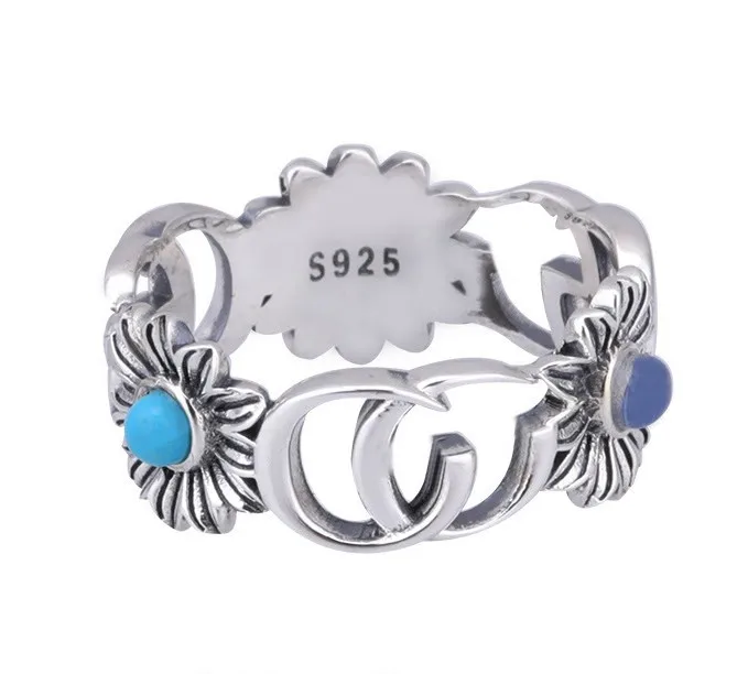 

real 925 sterling silver female simple hollow flower fresh personality ring