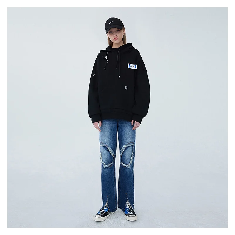 

Y2K High Street Sweatshirt 20SS Solid Color Women Men 1:1 Top Quality Sweatshirt Pocket Hoodie Error Pullover Couple Outfit -40