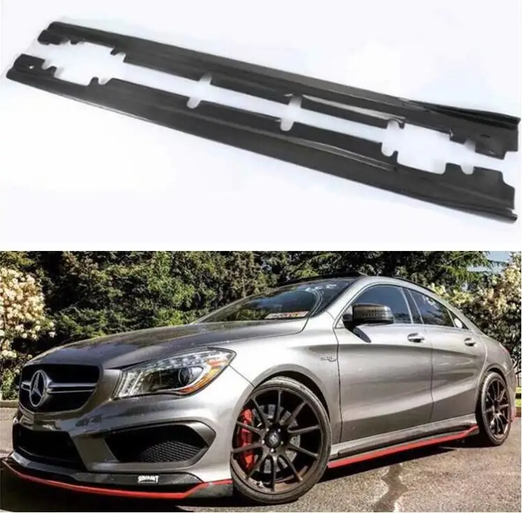 

High Quality REAL CARBON FIBER SIDE BODY SKIRTS KIT LIP COVER FOR Mercedes Benz CLA Class W117 180 200 220 260 2013-2019