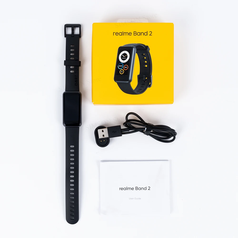 Умным браслетом realme Band 2 5 ATM водонепроницаемые 1.4 большим цветным экраном SpO2