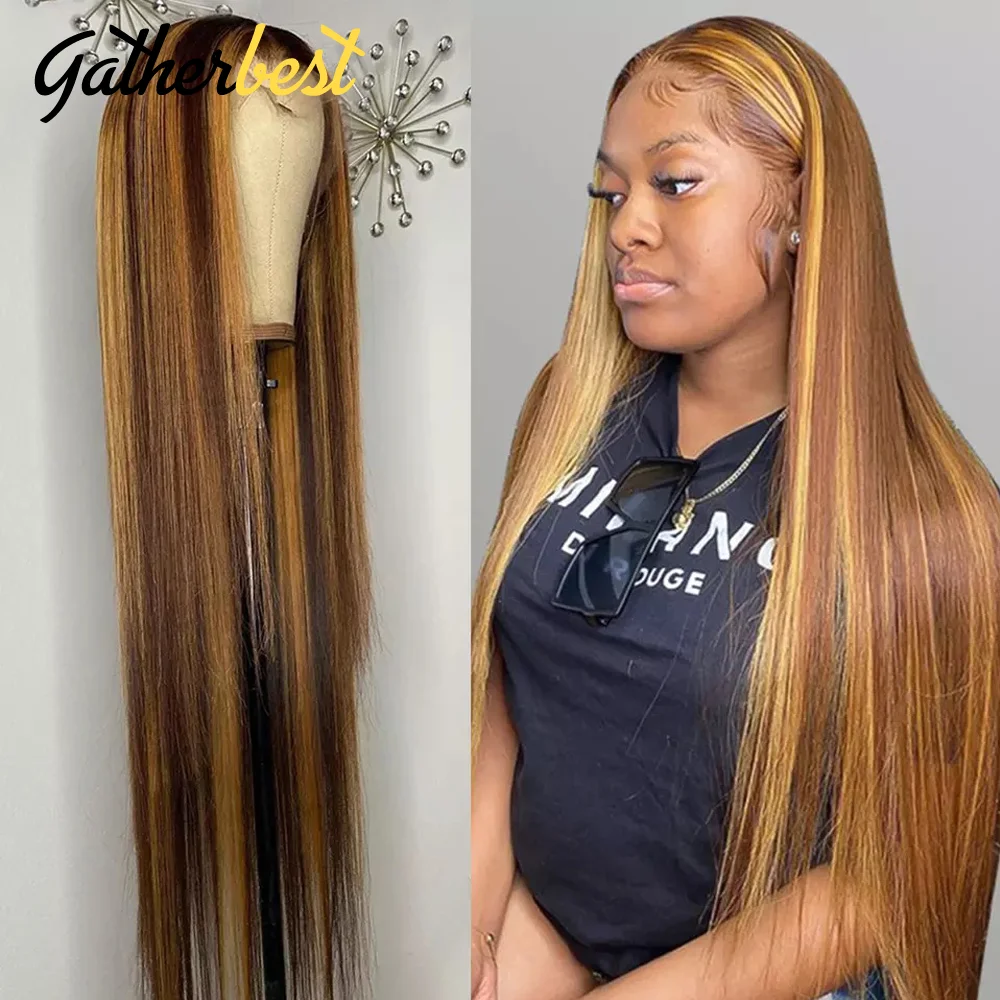 

Прямые четкие линии P4/27 медовый блонд парик 150% плотность 13x4x 1 цветные бразильские натуральные человеческие волосы кружевной фронтальный па...