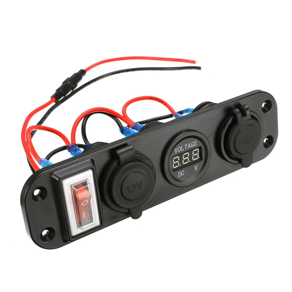 4 отверстия двойной USB прикуриватель морской зажигания кулисный переключатель Панель зарядное устройство светодиодный вольтметр для RV автомобиль грузовик, прицеп, лодка яхты