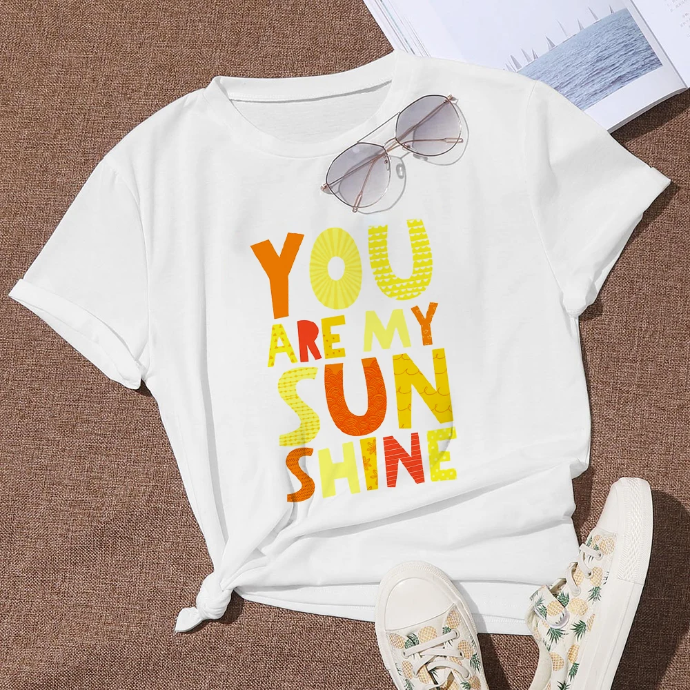 

You are My Sunshine Letter Women T-shirts Girl next door Fashion Style Casual White T shirt Oversize Clothes